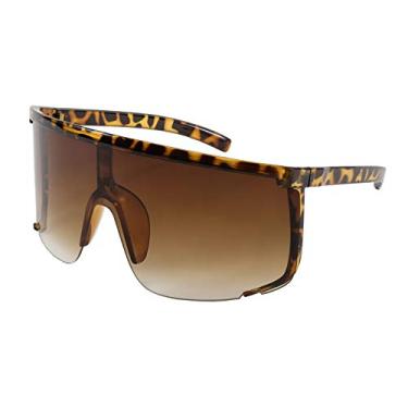 Imagem de Karsaer Óculos de sol Vision Shield para homens e mulheres grandes neon anos 80 anos 90 viseira estilo esportivo ao ar livre ciclismo esqui, Chita marrom, Large