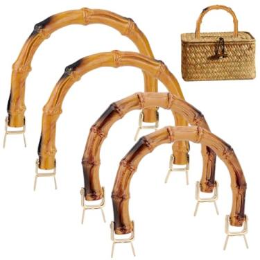 Imagem de PH PandaHall 4 peças de alças em forma de U alças de bolsa de bambu imitação alças de bolsa para sacos de crochê alças para fazer bolsas de crochê alças de substituição para bolsa artesanal