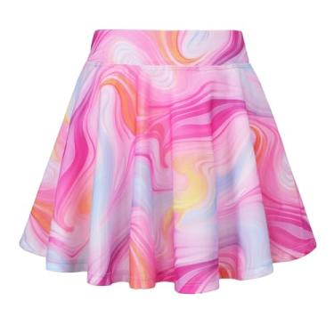 Imagem de JESKIDS Saias plissadas para meninas, tênis, golfe, atlético, dança, corrida, escola, esportes, saias com shorts, Linha sinuosa, 8-9 Anos
