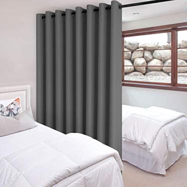 Imagem de DWCN Cortina blackout com divisória total de privacidade – Cortinas térmicas para porta de pátio, sala de estar, divisória do quarto e espaço compartilhado no escritório, 1 painel de cortina com argolas, 4,5 m de largura x 2,4 m de altura, cinza escuro