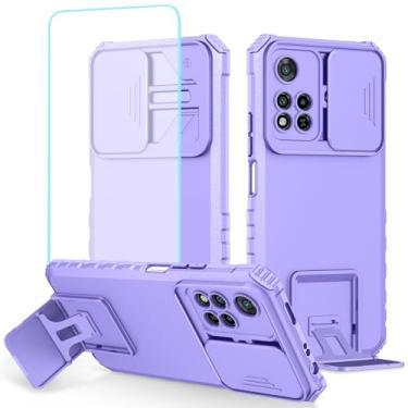 Imagem de Tothedu Capa para Redmi Note 11 Pro 4G/5G/Note 11E Pro/Redmi Note 12 Pro 4G com protetor de tela de vidro temperado e capa de câmera deslizante, capa de telefone com suporte para Xiaomi Redmi Note 11