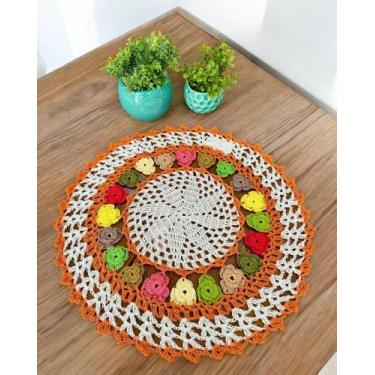 Imagem de Toalha de Bandeja Pequena Redonda Primavera 45cm Crochê Artesanal - Ma