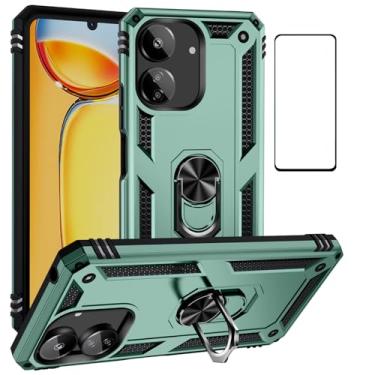 Imagem de WVOZWWO Capa para Xiaomi redmi 13C com protetor de tela, proteção militar fina à prova de choque armadura defensora capa de telefone para Redmi 13C 5G 4G LTE (Redmi 13C 4G verde)