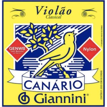 Imagem de Encordoamento Para Violão Náilon Giannini Canário Genwb Média Com Boli