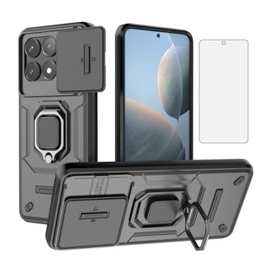 Imagem de Asuwish Capa de telefone para Xiaomi Redmi K70/RedmiK70 Pro/Poco F6 Pro com capa deslizante para câmera de vidro temperado, suporte de anel, suporte robusto, fino, protetor de célula Redme K 70 70K 6F