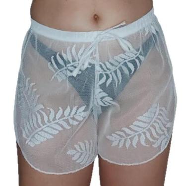 Imagem de shorts saída de praia em tule folhagens tampa bumbum - Tropicana Modas