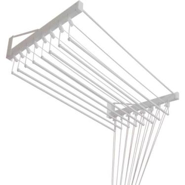 Imagem de Varal Individual De Parede 200cm x 08 Varetas - Em Alumínio Branco - V