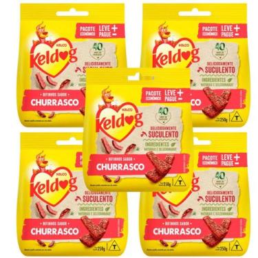 Imagem de Kit 5 petisco keldog bifinho criadores churrasco cães 250g - Kelco