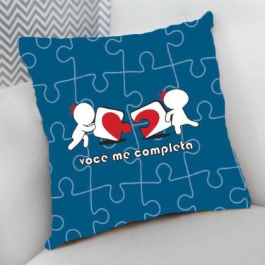 Imagem de Almofada Decorativa Cheia c/ Zíper 25x25 Namorados Você me completa - 