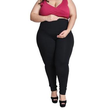 Imagem de Calça Legging Plus Size Gestante Preta Reforçada Linda Gestante, Preto