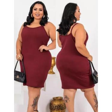 Imagem de Vestido Plus Size Canelado tamanho 44 ao 48 Vestido Alcinha Tubinho GG