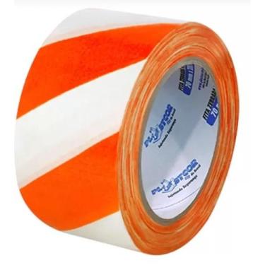 Imagem de FITA ZEBRADA 7 CM X 200 Metros - LARANJA/BRANCA - PLASTCOR