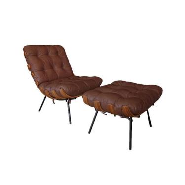 Imagem de Poltrona e Puff de Couro Costela - Soft Mel - Mempra - Mempra Design