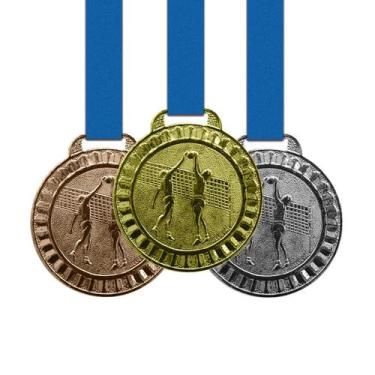 Imagem de 70 Medalhas Vôlei Metal 44mm Ouro Prata Bronze - Gedeval