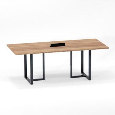 Imagem de Mesa de Reunião Retangular com Power Box Tubular P25 Pandin 2,6 M Noce