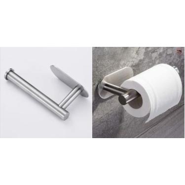 Imagem de Porta Papel Higiênico Suporte Auto Adesivo Aço Inox Cromado Para Pared