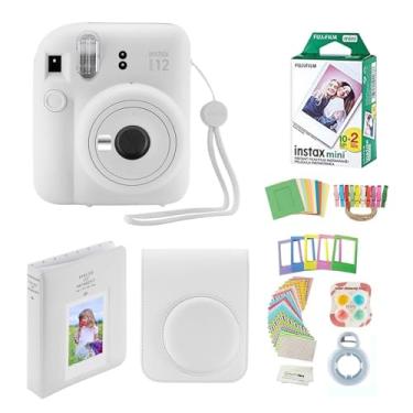 Imagem de Fujifilm Câmera instantânea Instax Mini 12 + 20 impressões de fotos + pacote de qualidade para fotos, estojo, adesivos de decoração, molduras, álbum de fotos, (branco argila)