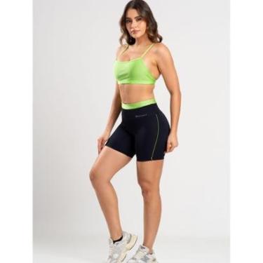 Imagem de Conjunto Fitness Short com detalhe em Vivo Verde e Top Verde Frente Unica-Feminino
