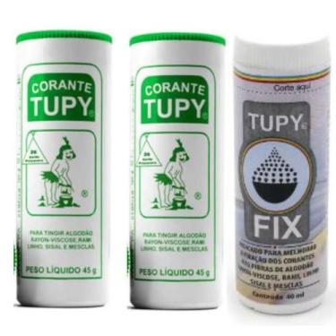 Imagem de Corante Tupy 02 + 1 Fixador Tupy Fix para Tingir Roupa KIT, Verde Prim