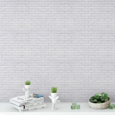 Imagem de Papel De Parede Tijolinho Clássico Branco - 3,30x0,50m - DEKAL DECOR