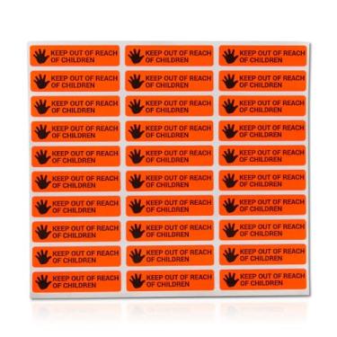 Imagem de 4,3 x 1 cm - Mantenha fora do alcance de etiquetas infantis (laranja/300 etiquetas) Mantenha fora do alcance de crianças adesivos para risco de asfixia, cosméticos, aviso de drogas - Etiqueta auxiliar