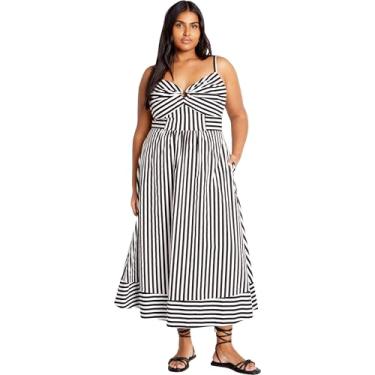 Imagem de City Chic Vestido feminino listrado Zaya, Listra preta, 52