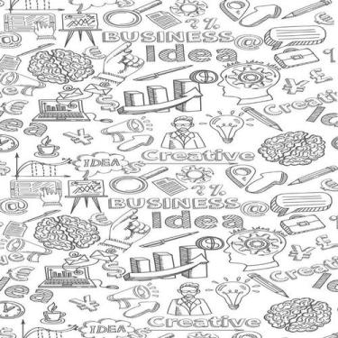 Imagem de Papel De Parede Adesivo Branco Com Desenho Estudante Preto - LRP