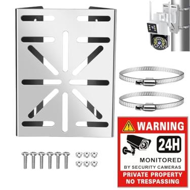 Imagem de SamIdea Suporte universal de parede para câmera de segurança com 2 voltas, adaptador de montagem vertical de aço inoxidável para câmera de vigilância CCTV PTZ Dome Indoor Outdoor AP Access Point