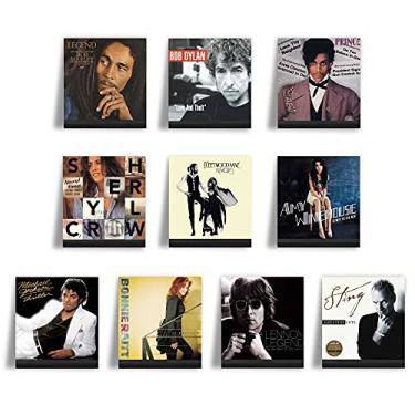 Imagem de Ilyapa Suporte de parede para discos de vinil de madeira, pacote com 10 – suporte de álbum preto para exibir seu LP