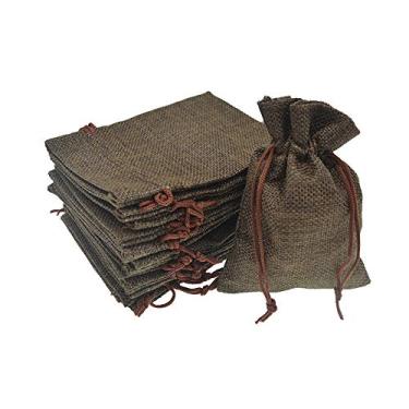Imagem de Sacos de presente com cordão de estopa Bezall, 20 peças, bolsa de joias de linho natural para o dia dos namorados, festa de casamento e embalagem artesanal "faça você mesmo" (café, 9,9 x 5,5")