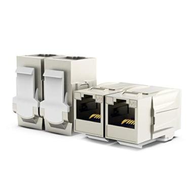 Imagem de [Patente ETL verificada/patente dos EUA] CAT6A RJ45 Acoplador Inline Keystone Jack AMPCOM Zinco-Liga blindado STP Feed-Through RJ45 Jacks fêmea para fêmea – Pacote com 5