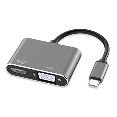 Imagem de FDBV Adaptador USB C para HDMI VGA, tipo C para VGA para USB C 3.0 para adaptador de monitor duplo