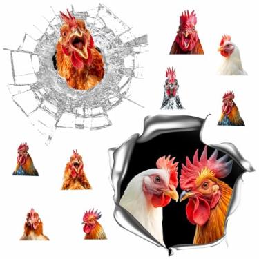 Imagem de Adesivos engraçados de carro de galinha decalques de janela de carro de aves de capoeira adesivos de carro 3D realistas adesivos de galo de fazenda adesivos de carro de vinil de galinha adesivos de