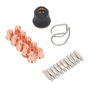 Imagem de Conjunto de 23 Peças Kit de Acessórios para Tocha de Cortador de Plasma, 10 Bicos de Pontas de Eletrodos Com Tampa de Retenção de Guia Espaçador, para Tocha de Corte Trafimet,