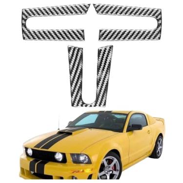Imagem de IKUESM compatível com Ford Mustang GT 2005-2009 S197 Acessórios para carro em fibra de carbono interior do painel da roda do carro adesivo adesivo decalque capa quadro(Black)