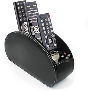 Imagem de (Black) - Fosinz Remote Control Holder Organiser Leather Control Storage TV Remote Control Organiser with 5 Spacious Compartments (Black)