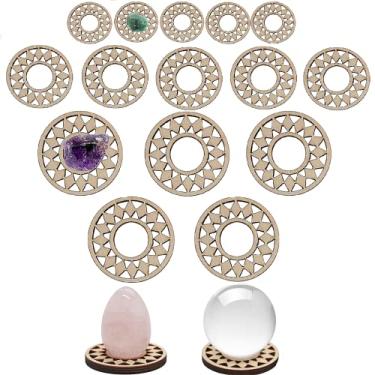 Imagem de Nwsrayu 15 Peças 3 Tamanhos Suporte de Bola de Cristal de Madeira para Esfera de 30 - 150 Mm, Suporte de Mini Esfera de Madeira, Exibição de Bola de Cristal (5S + 5M + 5L)