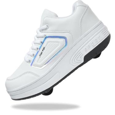 Imagem de Yogeeft Tênis infantil com rodinhas retráteis para iniciantes de Natal e Halloween, Nl-branco, 12.5 Little Kid