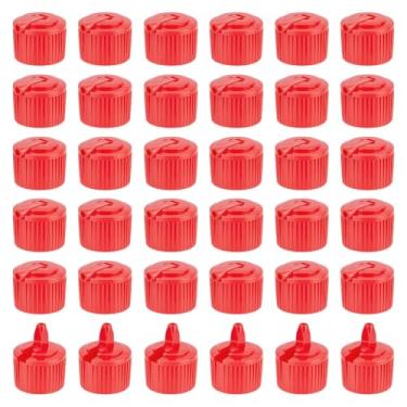 Imagem de OLYCRAFT 36 peças tampa de distribuição flip top 24/410 tampas de plástico vermelho tampas de bico tampas de garrafa de plástico reutilizável tampas de substituição para xampu hidratante controle