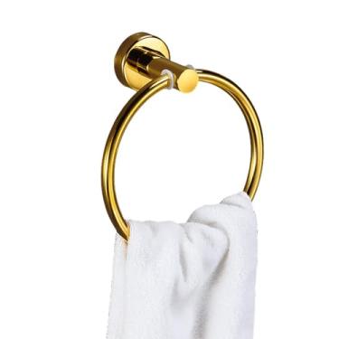 Imagem de Conjunto de acessórios para banheiro de ouro brilhante, barra de toalha de aço inoxidável 304, suporte para papel higiênico, gancho, kit de prateleira para banheiro, anel de toalha