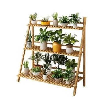 Imagem de Floreira para plantas Sapateira modelo escada decorativa 3 Prateleiras versátil madeira
