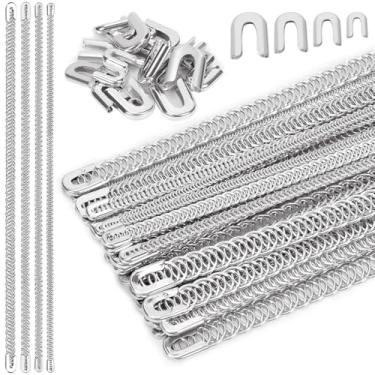 Imagem de Swpeet 56 peças, 4 tamanhos 1/15.2 cm 1/10.2 cm 1/7.6 cm 2/12.7 cm × 13.7 polegadas Espiral Aço Metal Boning para Costura Espartilho com Pontas de Aço, Espartilho de Aço Inoxidável Galvanizado Metal