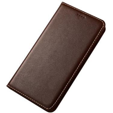 Imagem de HAO RIYLN Capa carteira para Samsung Galaxy S25 Ultra/S25 Plus/S25, capa flip à prova de choque com slot para cartão e suporte, capa de negócios de couro legítimo, marrom, S25