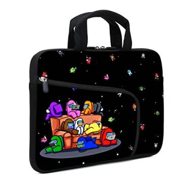 Imagem de XMBFZ Capa para laptop 14 15 15.4 15.6 Capa para Chromebook Ultrabook Capa para notebook Bolsa Mensageiro Capa para tablet Capa de neoprene com alça para crianças homens e mulheres, dois bolsos para homens e crianças (jogos)