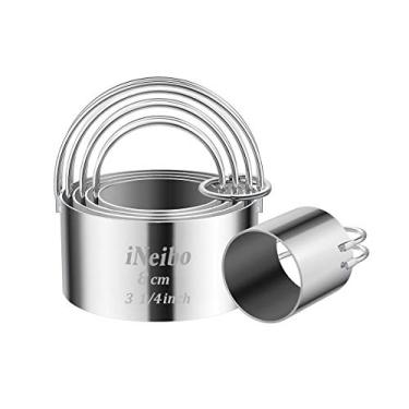 Imagem de Conjunto de cortador de biscoito profissional com liquidificador de massa + 5 peças de cortador de biscoitos redondo com alça + raspador de pastelaria + separador de ovos para assar massas e massas para serviço pesado e durável, Biscuit Cutter