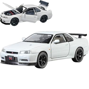 Imagem de Carro de brinquedo ERBADIHAGO Nissan Skyline GTR R34 1/32 fundido sob pressão com luz