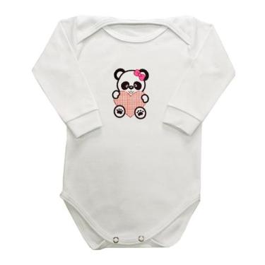 Imagem de Body Bebê Panda Coração Manga Longa - Mellane Baby, Branco, G