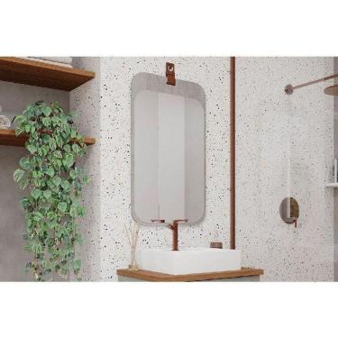 Imagem de Espelheira De Banheiro Monet Parede Retangular 48x80cm Cimento - Mgm