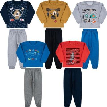 Imagem de Kit 4 Conjunto Inverno Moletom Infantil Roupa De Frio Menina Menino - 