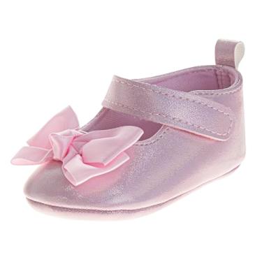 Imagem de Josmo Sandálias para bebês meninas – Sapatos confortáveis para recém-nascidos (tamanho 2-4 bebês), Fita rosa, 16